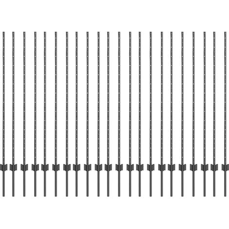Poteau de clôture. 22 pcs Gris 180 cm Acier (1/5)