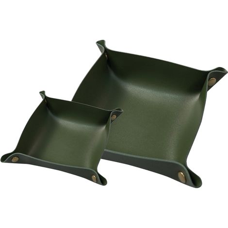 Plateau De Rangement - Cuir Véritable - Pour Clés Bijoux Montres Pièces Monnaie Cosmétiques - 20 x 15 x 3 cm - Lot De 1 (1/5)