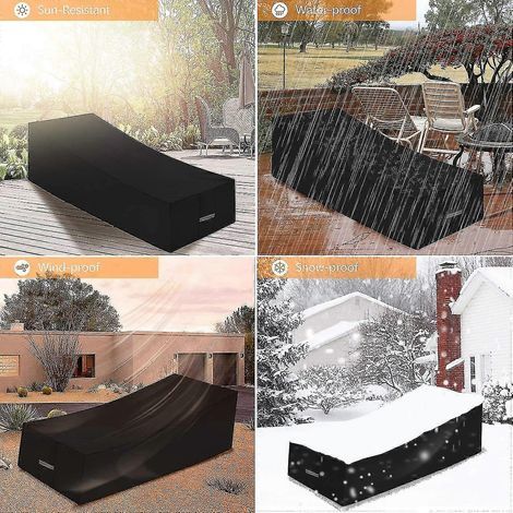 HONORNIC - Housse de transat en maille respirante (208 x 76 x 79/41 cm), tissu Oxford résistant, imperméable, protection solaire extérieure. (1/4)
