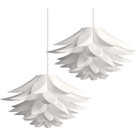 Abat-jour suspendu puzzle en 2 pièces - Fleur de lotus à assembler soi-même - pour suspension ou lampadaire - diamètre 50 cm - blanc (1/5)