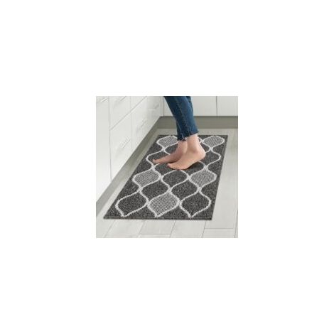 Tapis de cuisine antidérapant, absorbant, résistant à la saleté, 100 % polypropylène, lavable en machine, 45 x 75 cm, noir (1/5)