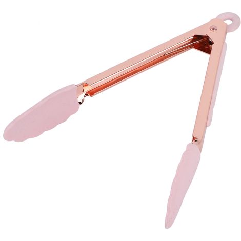 Pince à barbecue en acier inoxydable 1 pièce, antiadhésive, avec trou de suspension (rose) (1/5)