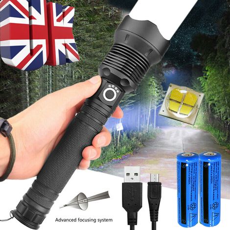 Durable Zoomable USB Flashlight with Aluminum Casing,Impact-Resistant Design for Outdoor Activities,Hunting and Camping (1/5)