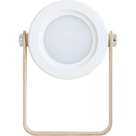 Lampe de table blanche, veilleuse télescopique pliable et portable, lampe de lecture LED avec poignée en bois, 3 niveaux de luminosité, luminosité ré