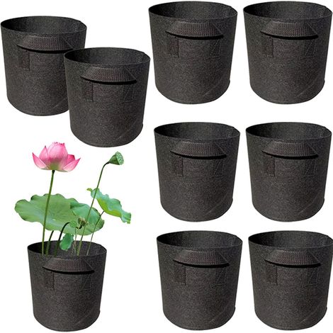 Ensemble de 8 sacs de plantation non tissés – fabriqués en matériau épais et équipés de poignées robustes. Dimensions : 21 x 11 x 4 cm. (1/5)