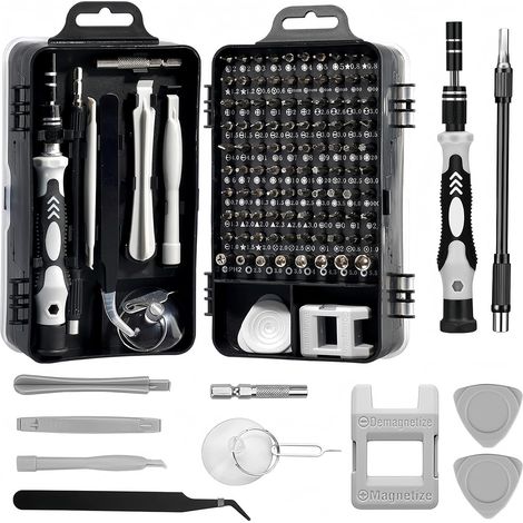 Kit Tournevis de Précision Korsaot, 115 en 1, Polyvalent, Multifonctionnel pour PC Laptop PS iPhone Watch Macbook Toys Xbox Glasses (Noir) (1/5)