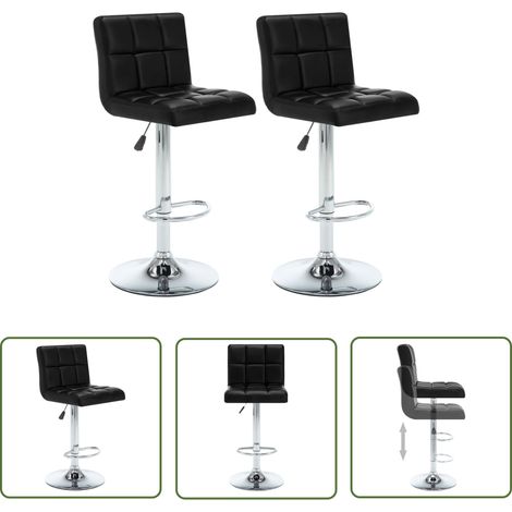INLIFE Tabourets de bar 2 pcs Noir Similicuir (1/5)