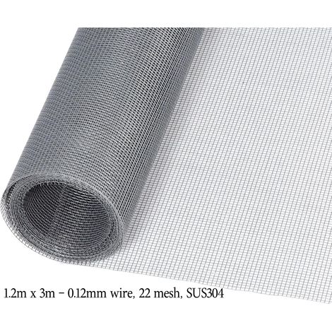 Moustiquaire de rechange invisible, adaptée aux portes et fenêtres, en maille d'acier inoxydable 304 durable - 1,2 m x 3 m (1/5)
