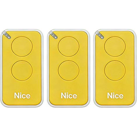 Lot de 3 télécommandes pour Nice INTI2B 433.92MHz, 2 canal, pour systèmes d'automatisation de portails et de garages, couleur jaune