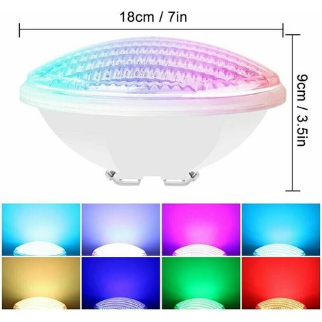 Proiettore LED PAR56 submersibile IP68 per piscina 12W telecomando 7 colori 15 modi di illuminazione (1/3)