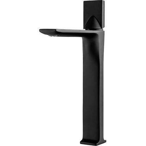 Mitigeur lavabo moderne bec haut Silla, robinet salle de bain en laiton, économie d’eau, design élégant, Noir (1/4)