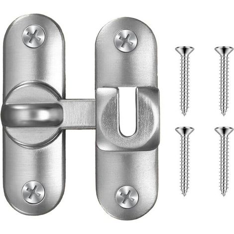 Verrou de Porte Coulissante à 90/180 Degrés, Volet Loquet de Porte avec Vis, Verrou Serrure de Fermeture Serrure de Fermeture Porte pour Cuisine, Chambre, Salle d'éTude, Salle de Bain, Armoire