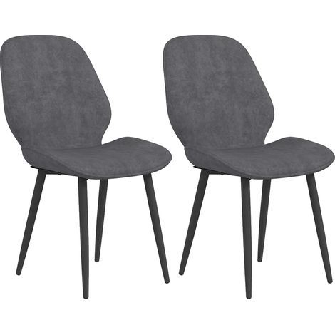 Set of 2 Grey Velvet Dining Chairs with Sturdy Metal Legs for Stylish Living Room and Dining Room Decor