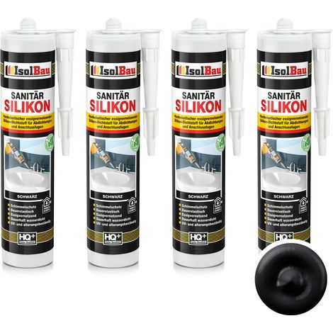 IsolBau Silicone Sanitario Nero Sanitär Silikon 4 x 300ml (1/5)