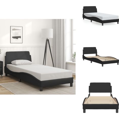 Cadre de lit sans matelas noir 90x190 cm similicuir - Cadre De Lit - Lit Double - Literie - Meuble Chambre - Design Moderne (1/5)