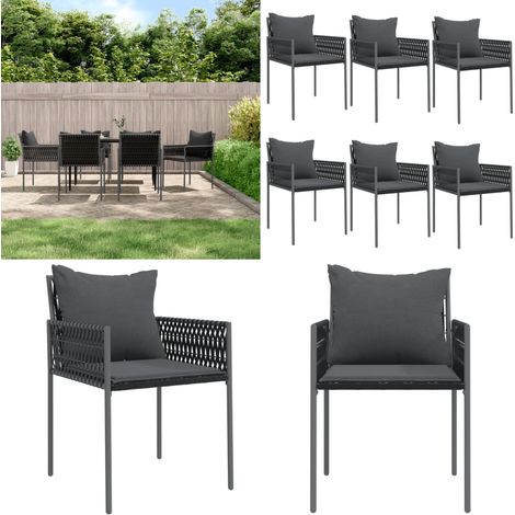 Gartenstühle mit Kissen 6 Stk. Schwarz 54x61x83 cm Poly Rattan - Gartenstühle - Outdoor Möbel - Balkonmöbel - Terrassentisch - Lounge Set - Home & Living (1/5)