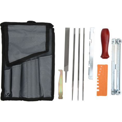 Blaues rundes und rechteckiges Kettensägenfeilen-Set, Kettensägen-Schärfwerkzeug, 10-teilig (1/5)