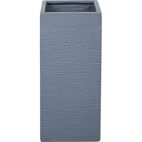 Vaso da Fiori Quadrato Grigio Fibra di Vetro e Argilla 26 x 26 x 60 cm Dion