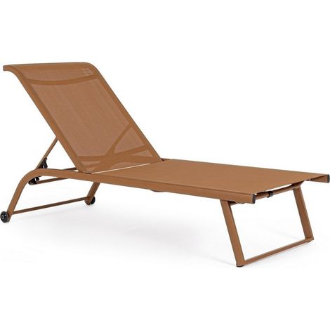 KLULK Lettino Prendisole In Alluminio Arancio, Con ruote, Rivestito In Texilene, Schienale Reclinabile 4 Posizioni 70x182x34 cm (1/5)