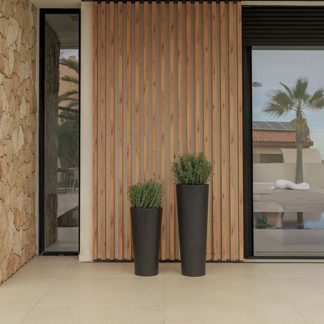FICUS 60 Macetero Redondo y Alto de Interior y Exterior Para Plantas y Flores Muy Resistente al Paso del Tiempo. Hecho de Polietileno en España - Antracita (1/5)