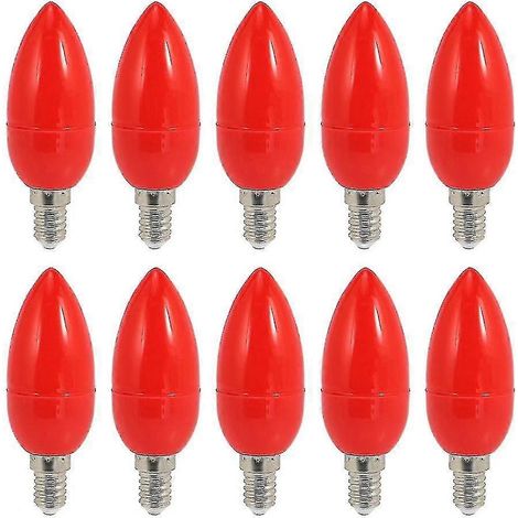 Lot de 10 ampoules LED rouges à bougie, lampe porte-bonheur, bougies à économie d'énergie, culot E14 (1/4)