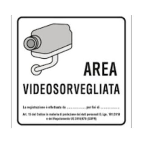 SEGNALETICA INFORMAZIONE 20X20CM "AREA VIDEOSORVEGLIATA" ALLUMINIO