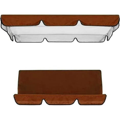 Kit de rechange pour balancelle 3 places avec toit et coussin d'assise réglables, pour balancelle de jardin, 1 housses de siège et housse (marron, 164 x 114 x 15 cm/1505010cm) (1/4)