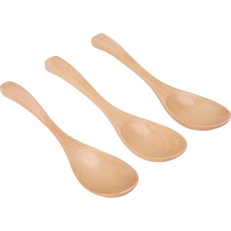3 Pièces Cuillère en Bois pour Cuisine, Ustensile de Service pour Soupe, Dessert et Salade