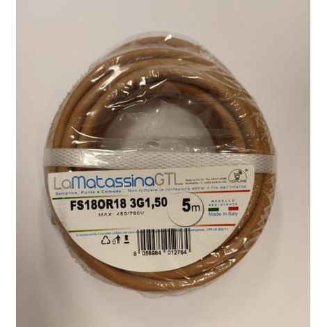 Cavo fs18or18 go-at topline 5 metri 3g1,5 marrone - mfs183g1,5ma05