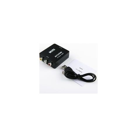Adaptateur RCA vers HDMI, adaptateur AV HDMI 1080p, convertisseur audio/vidéo composite RCA CVBS AV vers HDMI. Compatible PS2/Wi (1/5)