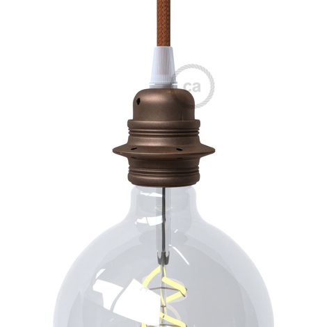 Creative-cables italia e27 douille mÉtallique avec double anneau pour abat-jour rouille pl27mzvrug