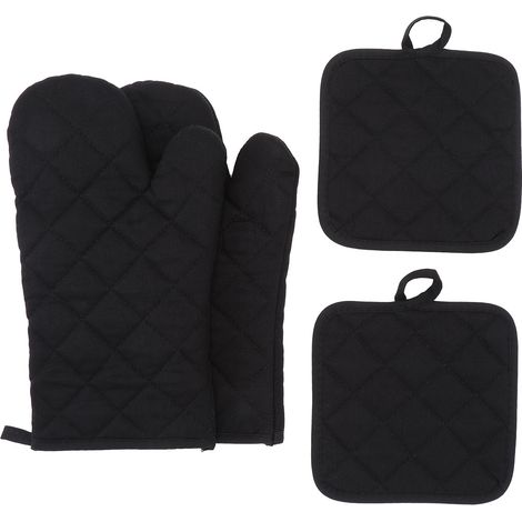 4 pièces, gants de cuisine, dessous de plat, poignée de four, en coton épais résistant à la chaleur, pour four et cuisinière (1/5)