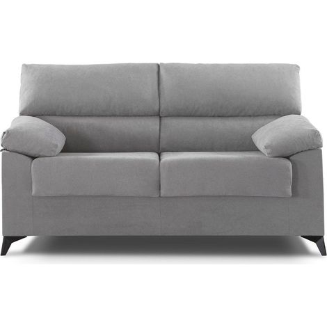 Home Heavenly® - Sofá HILTON, estructura de madera y tapizado antimanchas desenfundable. Color : 2 Plazas Gris
