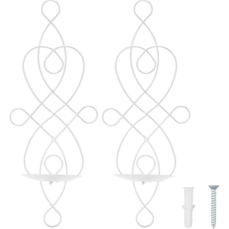 2 Sets Iron Wall Candle Sconce Holder Foldable Deformation Resistance Innovative Wall Candle Holder for Bedroom Dining Room White (1/5)
