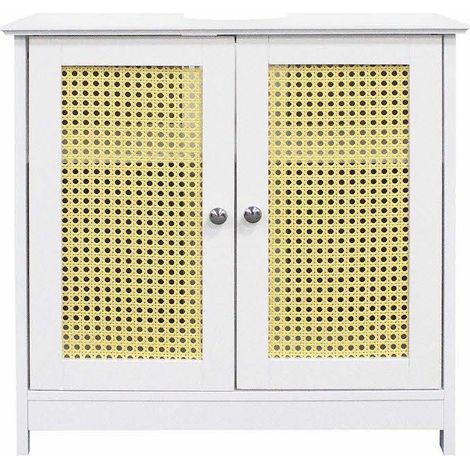 Armoire Sous-Lavabo Style Campagnard (60 x 35 x 58 cm) : Bien Rangée et Pratique pour Votre Salle de Bain