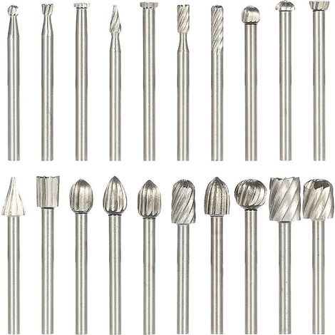 20 pièces fraises rotatives HSS CNC 3mm queue lot outils lime fraisage gravure pour bois