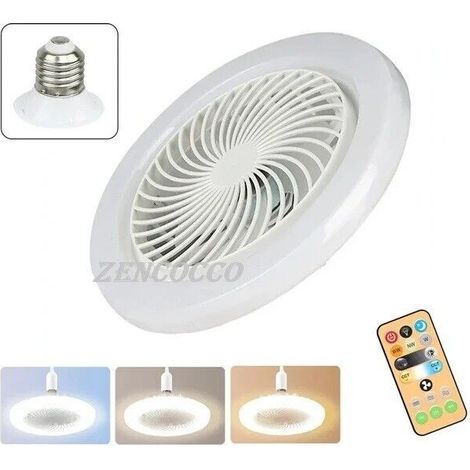 Mini ventilatore lampada led E27 dimmerabile 3 COLORI LUCE 30W con telecomando 26cm