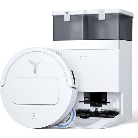 ECOVACS T50 OMNI Weiß Gen2 - Saugroboter mit Station - 21000Pa - Erweiterbare Seitenbürste und Wischmopp - ZeroTangle 2.0