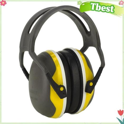 Tbest Cache-oreilles Casque antibruit pliable de sécurité, réduction du bruit, pour dormir et travailler outillage bouchon Jaune (1/5)