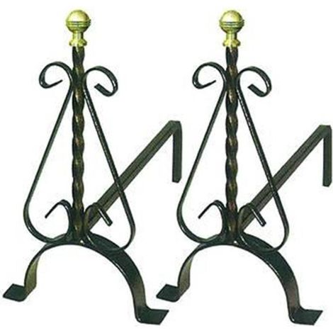 ALARI CAMINO 2 PEZZI CM 41 h X 40 TORCIGLIONE  FERRO VERNICIATO FERR 269032 (1/2)