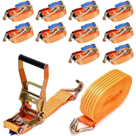 10x Spanngurte mit Ratsche 6m 50mm 5000kg Ladungssicherung Haken EN 12195-2 (1/5)