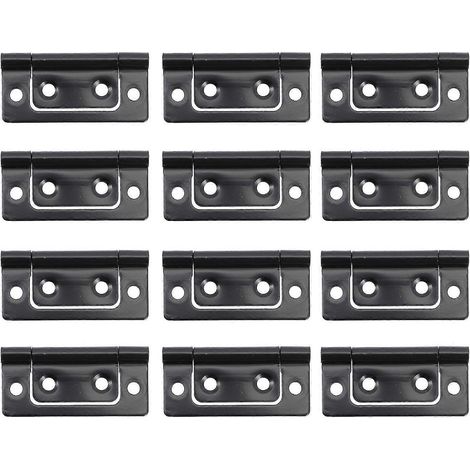 Lot de 12 charnières de porte noires décoratives pour clôture, charnières à ressort pour portes et armoires, charnières non encastrées 3,5 pouces, noires