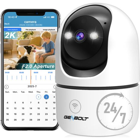 Caméra Surveillance Intérieure WiFi, IP Caméra 360° avec Détection Humaine,Alarme Nocturne Couleur pour Bébé et Animal
