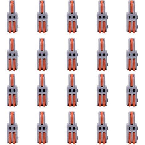 20 Stück Schnellanschlussklemmen 1 Eingang 2 Ausgänge Drahtverbinder T-förmiger Push-Type-Verteiler SPLF12A (Orange)