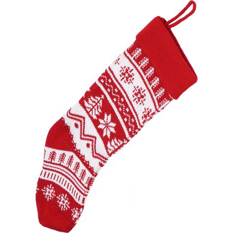 Grande chaussette de Noël tricotée avec sachet de bonbons, jolies décorations de Noël, chaussettes suspendues, sapins de Noël (1/5)
