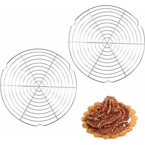 Lot de 2 grilles à gâteaux rondes en acier inoxydable, Ø 32 cm, pour la cuisson à la vapeur et le refroidissement. (1/4)