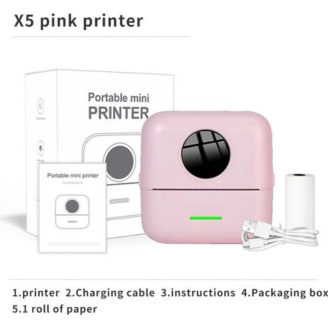 Mini Printer - Small Portable Mini Pocket Label Image Error Correction Thermal Bluetooth Printer - X5 Toner Export Edition - Standard Configuration (1/4)