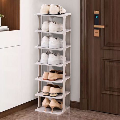 6 Tier Off White Plastic Shoe Rack (1/5)