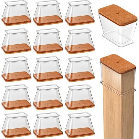 16pcs Protection Pied de Chaise Rectangulaire, Protege Pied de Chaise Silicone, Patins pour Chaises, Reduire Le Bruit éviter Les Rayures, S Fit: Périmètre:95-124mm (1/4)