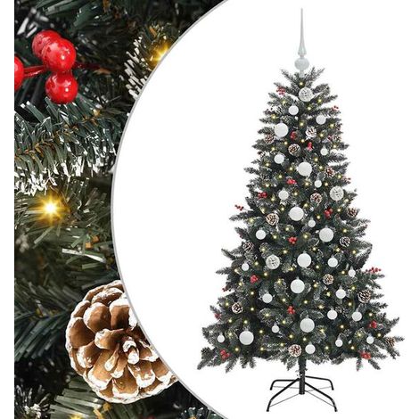 Sapin de Noël artificiel vert, 150 cm, en PVC, plastique et acier. (1/5)